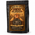 Crazy Ed’s Cowboy Six Shooter medium-dark roast coffee in a black 16 oz (1 lb) bag
