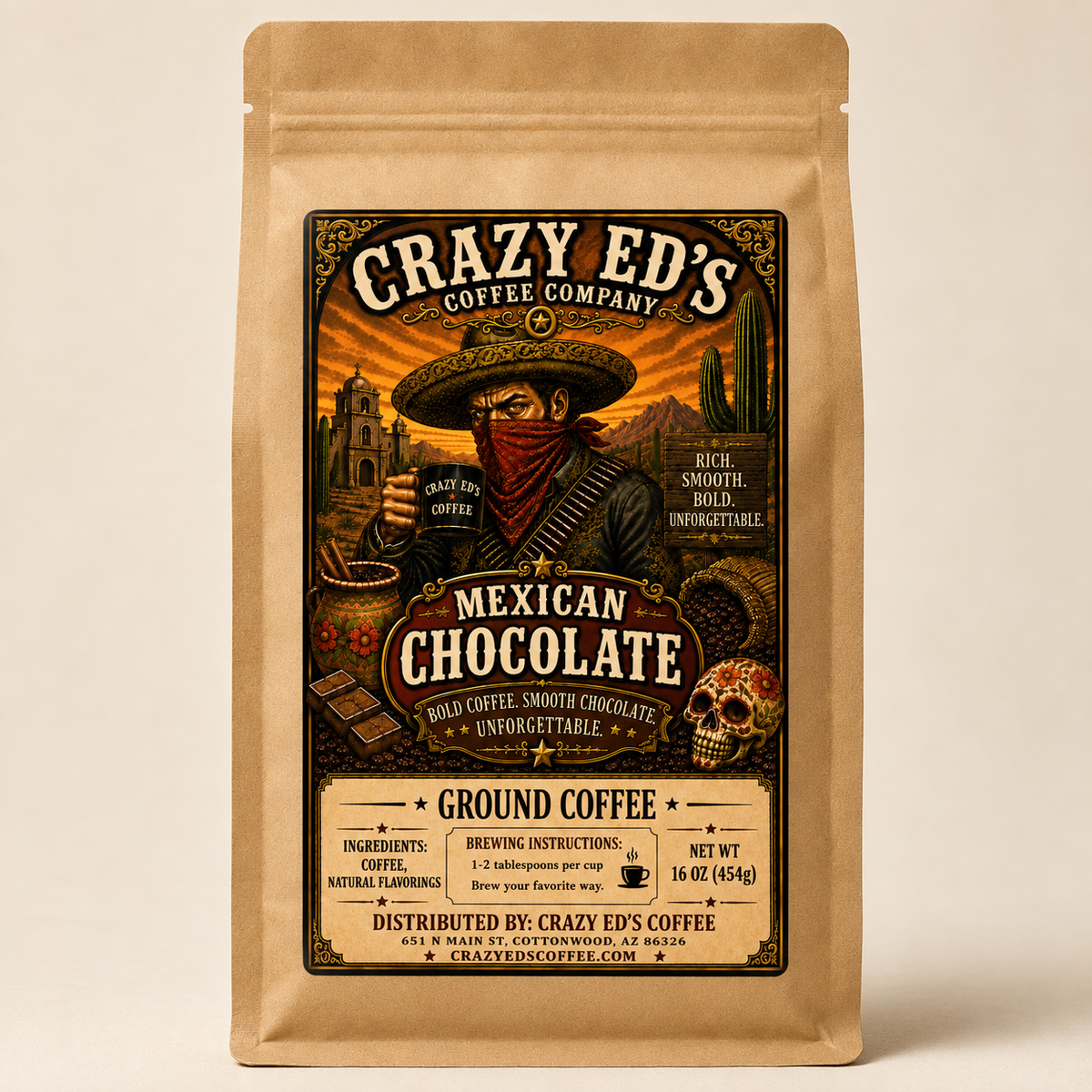 Mexican Chocolate Coffee bag — packaging mockup